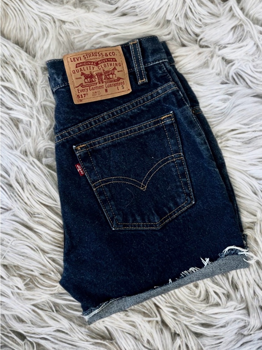 Levi's 517 Slim Fit Cutoff High Rise Distressed Denim Jean Shorts